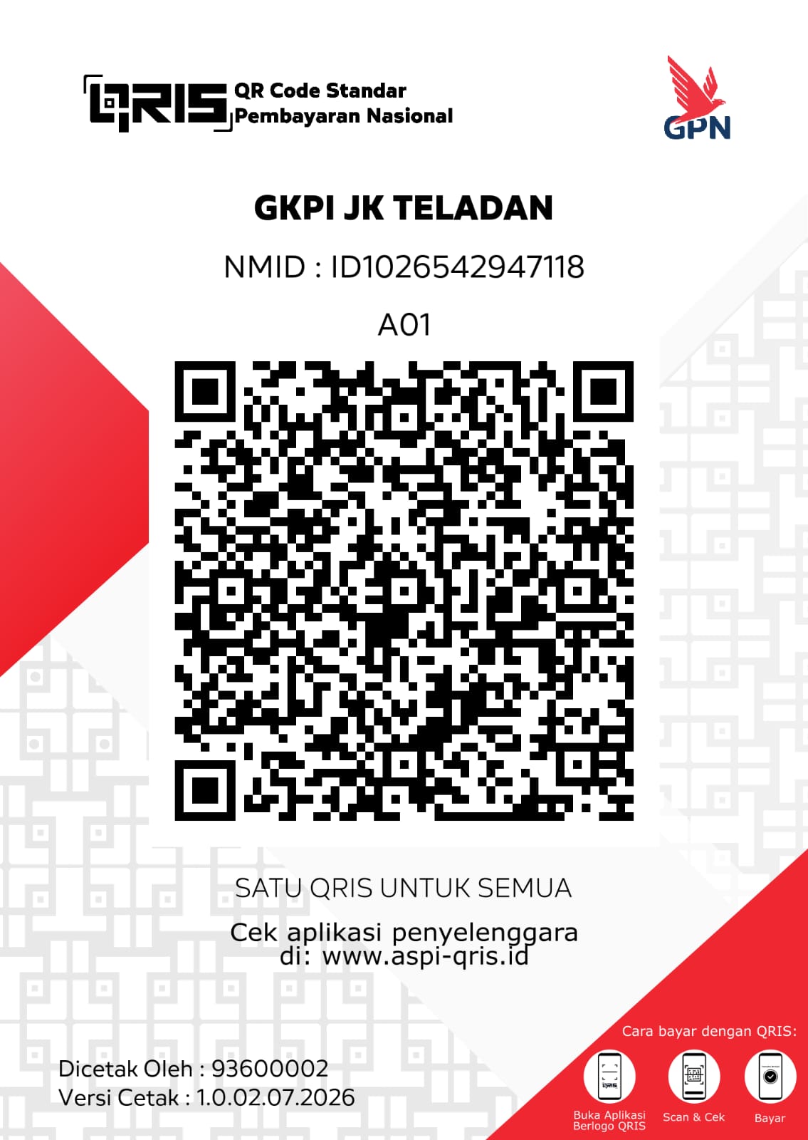 QR Donasi Persembahan Umum dan Donasi